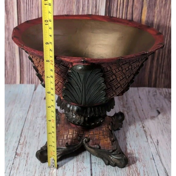 Rare  Exotic Artisan Ornate Footed Fruit Bowl  Pottery Centerpiece Heavy 4.4 lbs - Picture 7 of 17